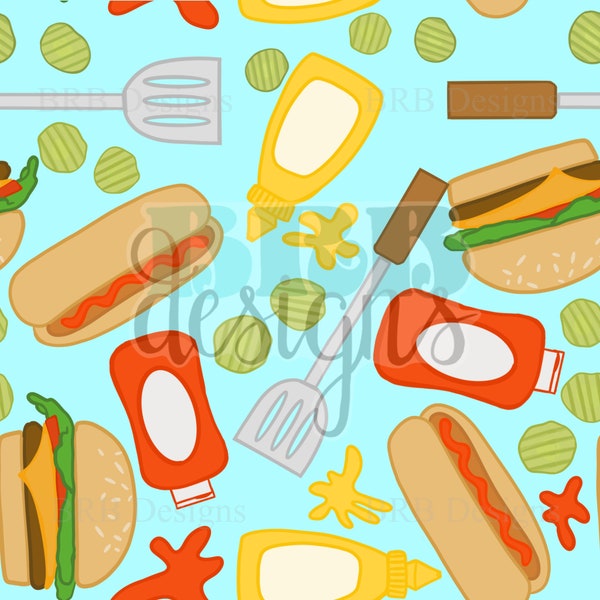 Cook Out Hand Drawn Seamless PNG File