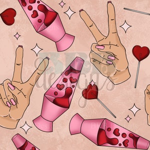 Peace Love and Lava Hand Drawn Seamless Digital PNG File
