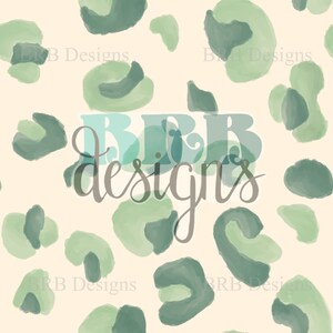 Green Watercolor Leopard Seamless PNG File