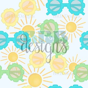 Sun and Flower Shades Hand Drawn Seamless PNG File