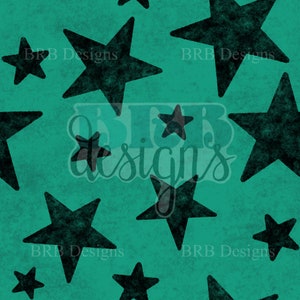 Distressed Teal Stars Hand Drawn Digital PNG Seamless File