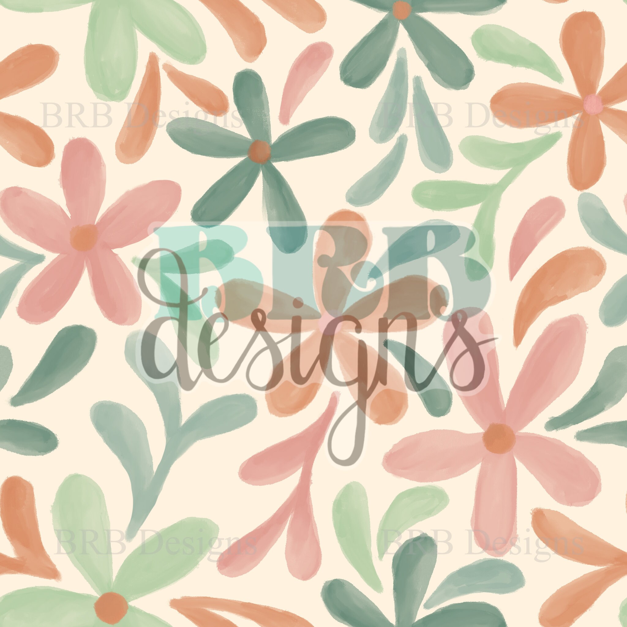 Spring Watercolor Flowers Seamless PNG File - Etsy