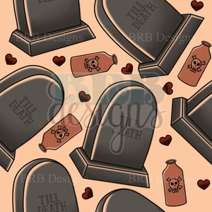 Till Death Hand Drawn Seamless Digital PNG File