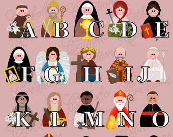 Holy Friends in Heaven Alphabet Print
