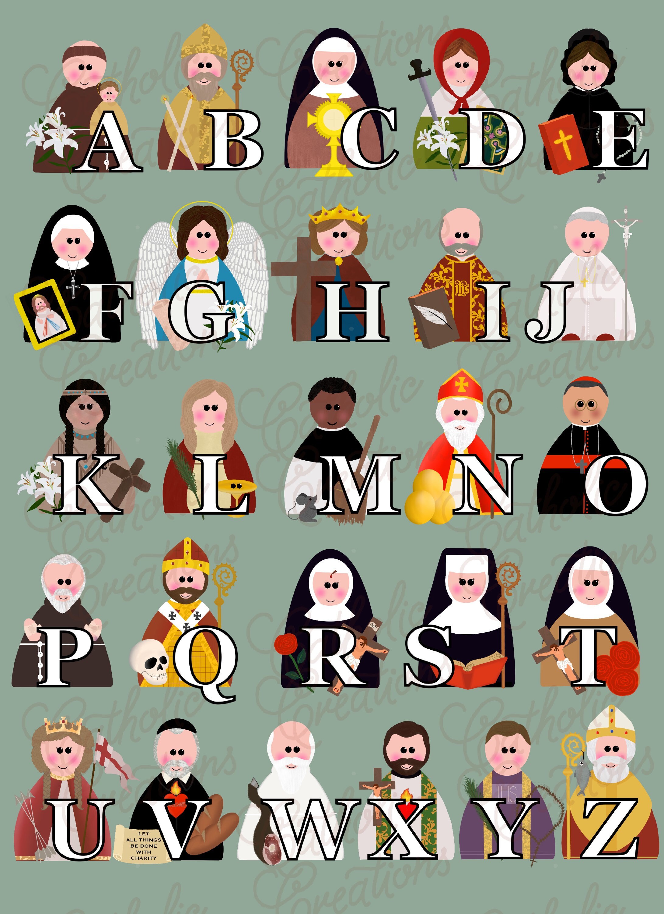 Holy Friends in Heaven Alphabet Print - Etsy