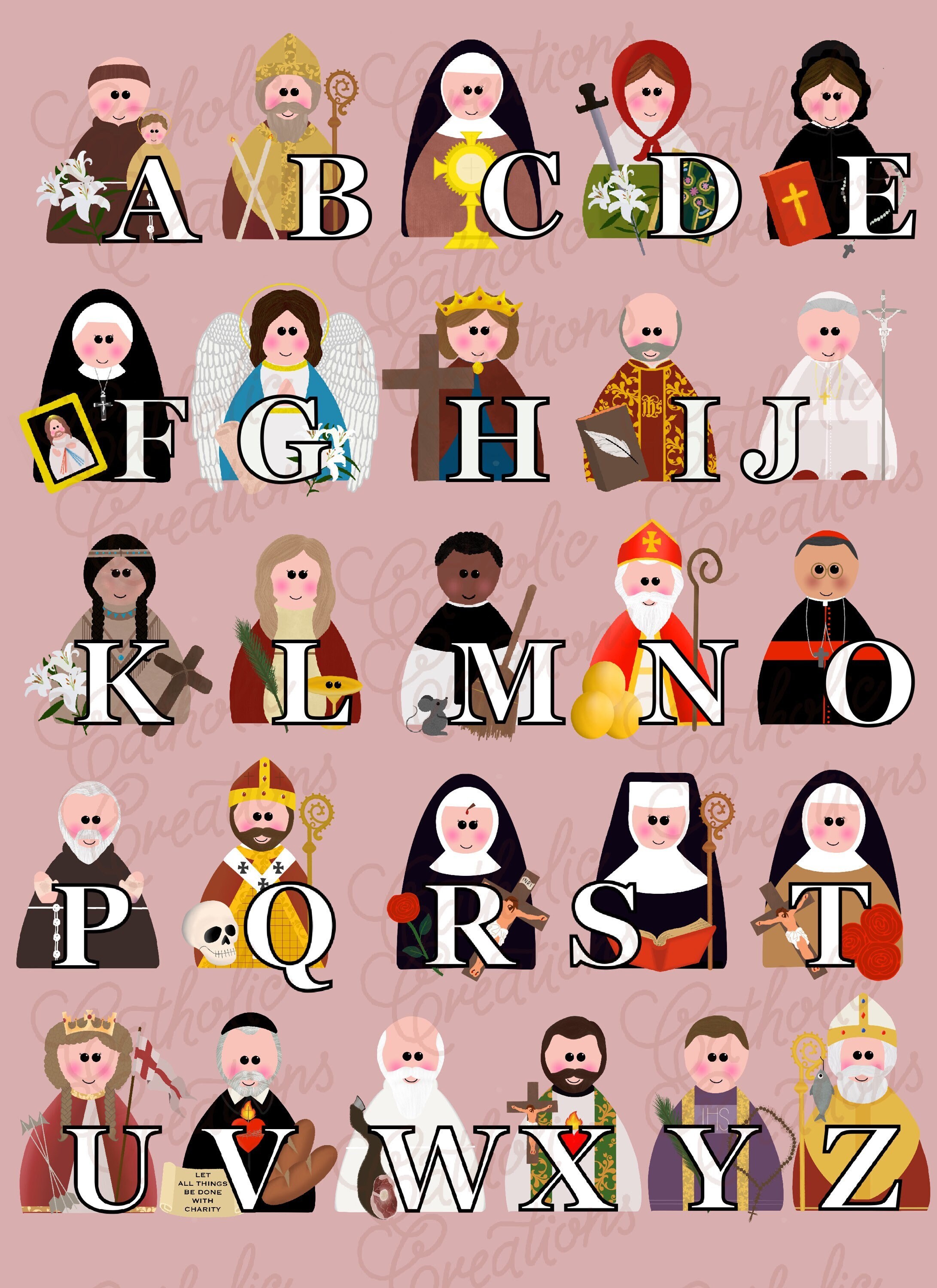 Holy Friends in Heaven Alphabet Print - Etsy