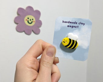 bee magnet, handmade clay fridge magnet, bumblebee fridge magnet