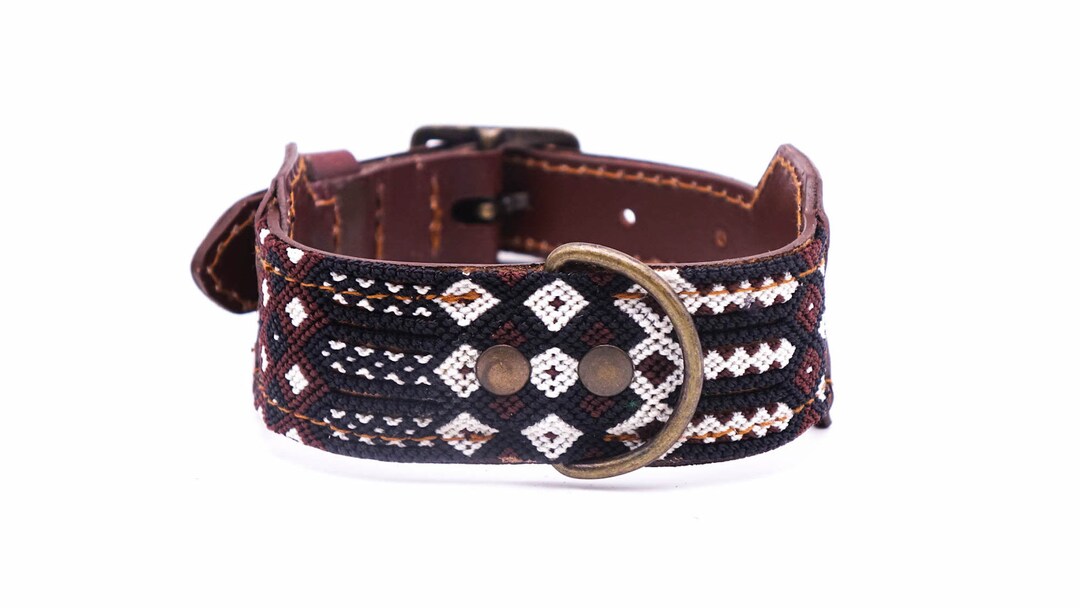 Colorful Mexican Dog Collar in Leather and Traditional Weaving Etsy