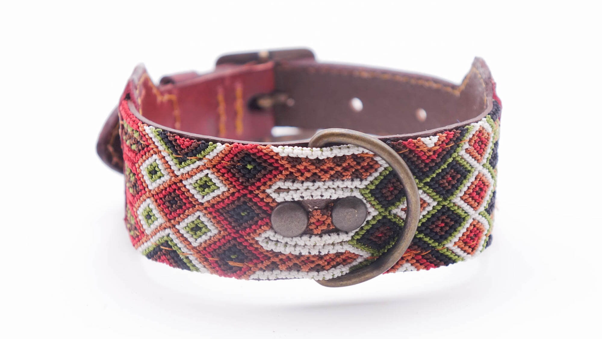 Collier Pour Chien Mexicain Coloré en Cuir et Tissage Traditionnel - Travail Artisanal Unique Taille
