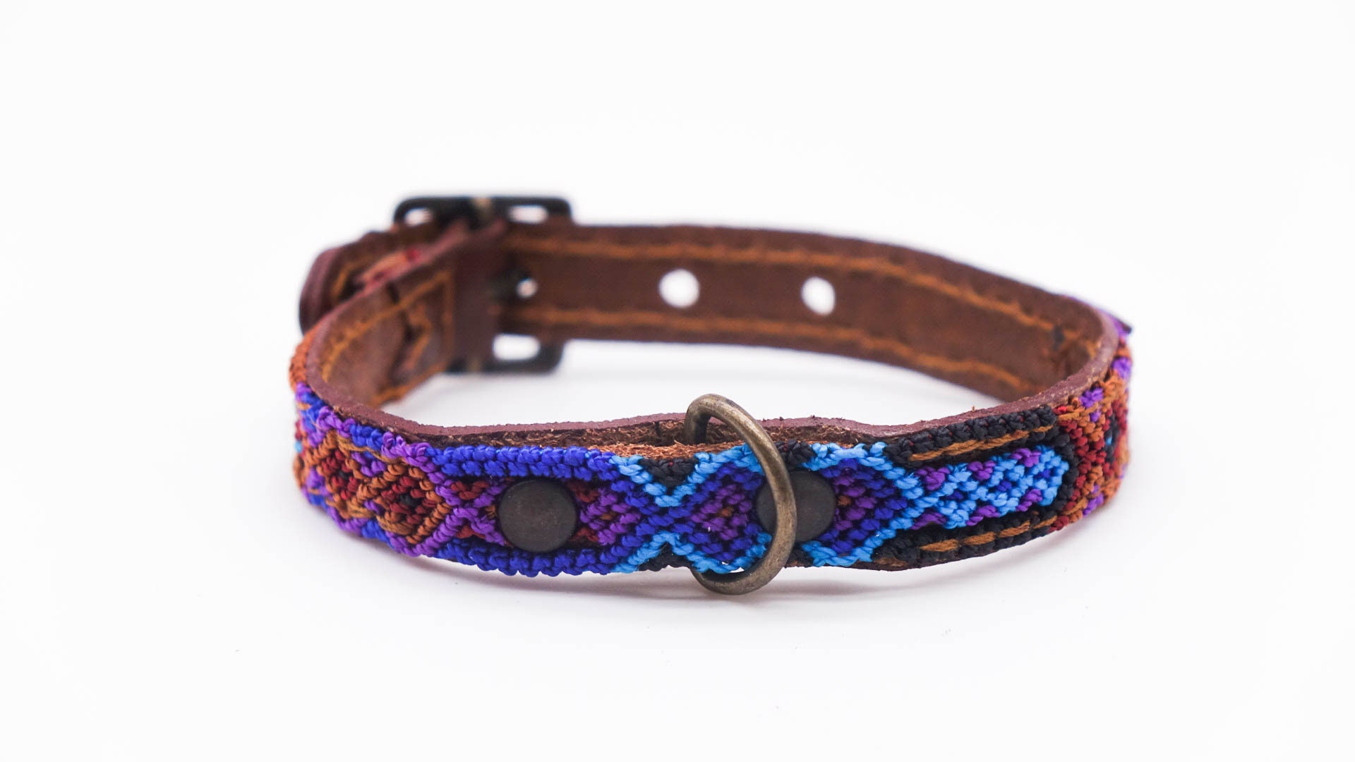 Collier Pour Chien Mexicain Coloré en Cuir et Tissage Traditionnel - Travail Artisanal Unique Taille