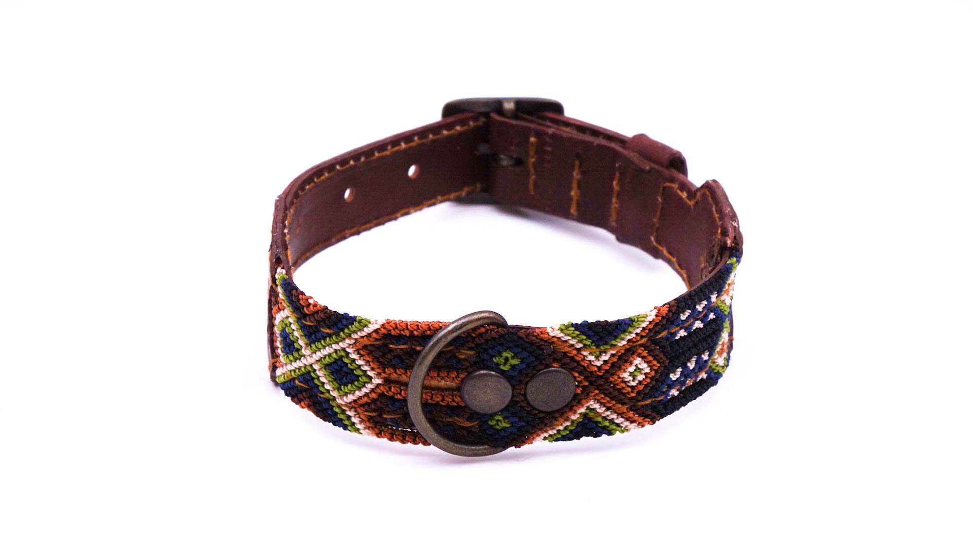 Collier Pour Chien Mexicain Coloré en Cuir et Tissage Traditionnel - Travail Artisanal Unique Taille