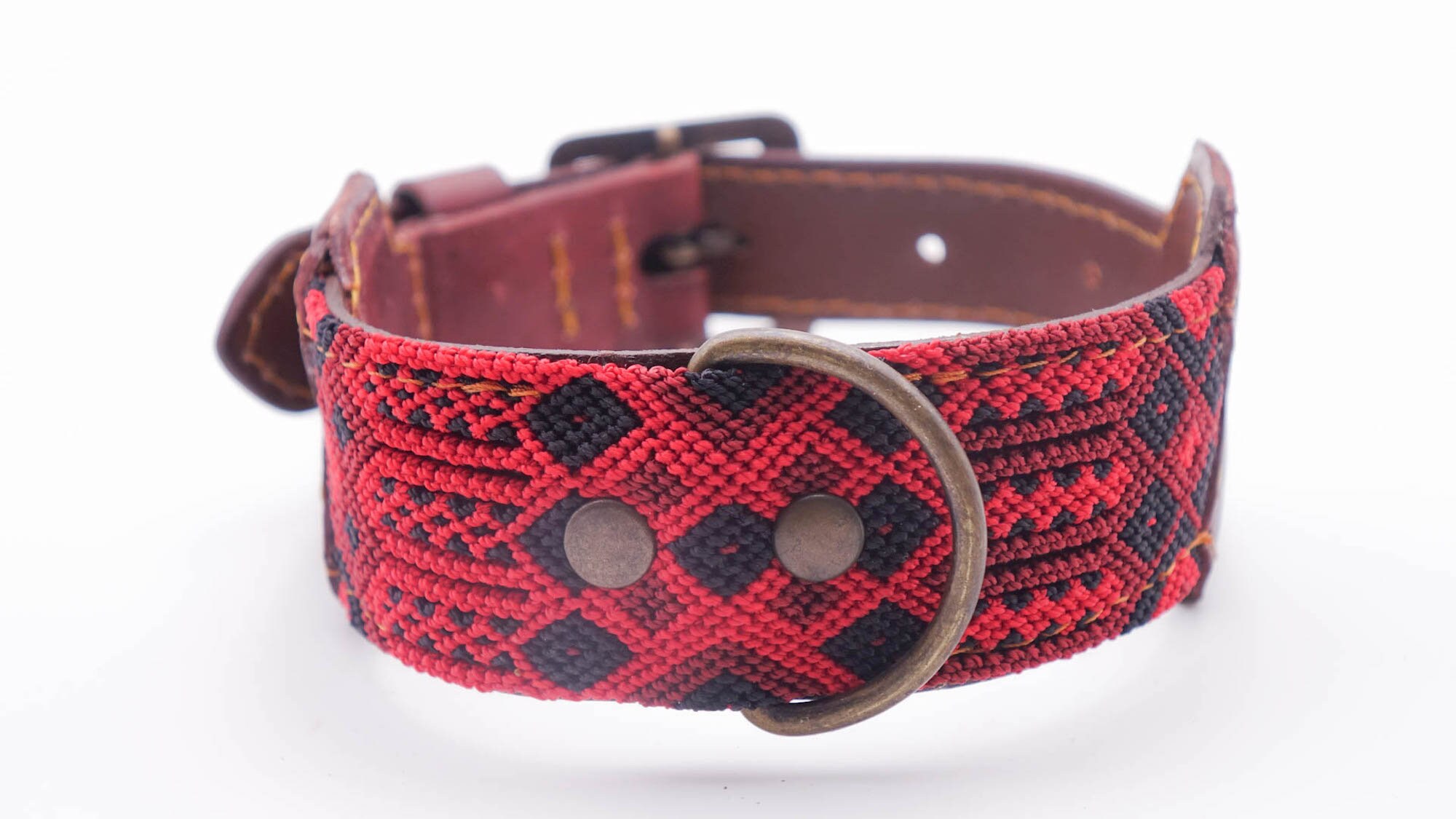 Collier Pour Chien Mexicain Coloré en Cuir et Tissage Traditionnel - Travail Artisanal Unique Taille