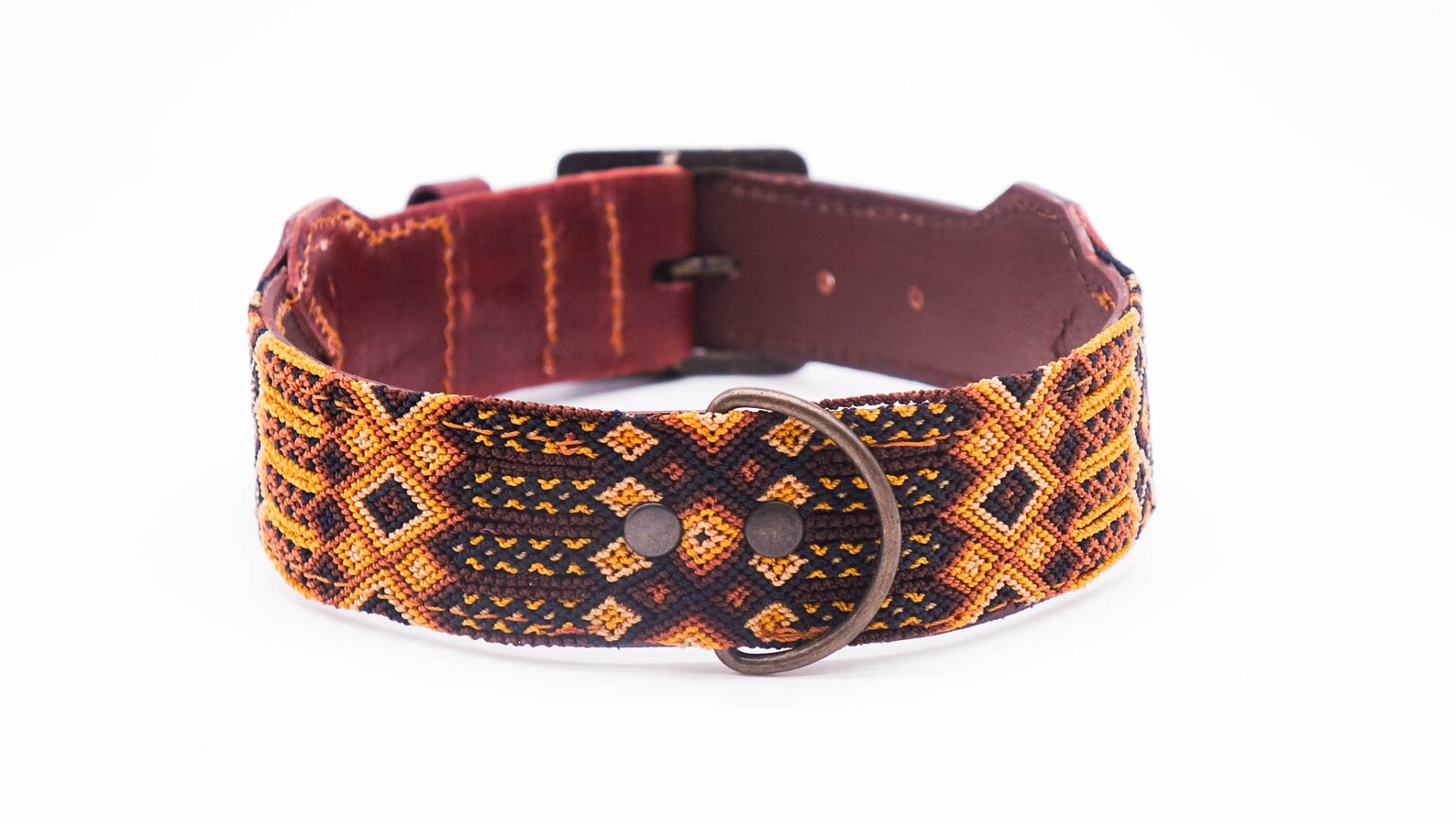 Colorful Mexican Dog Collar in Leather and Traditional Weaving Etsy