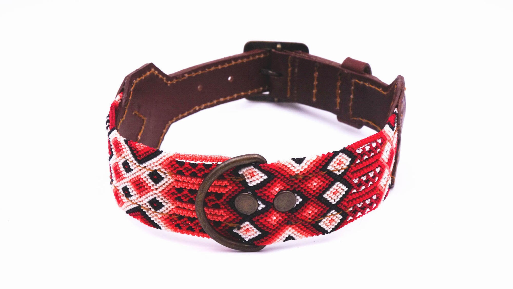 Collier Pour Chien Mexicain Coloré en Cuir et Tissage Traditionnel - Travail Artisanal Unique Taille