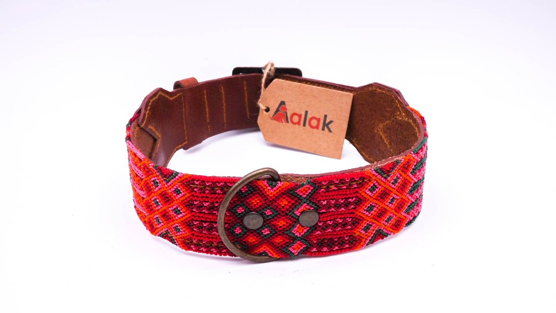 Mexikanische Hunde halskette bunte Leder und traditionelle Etsy
