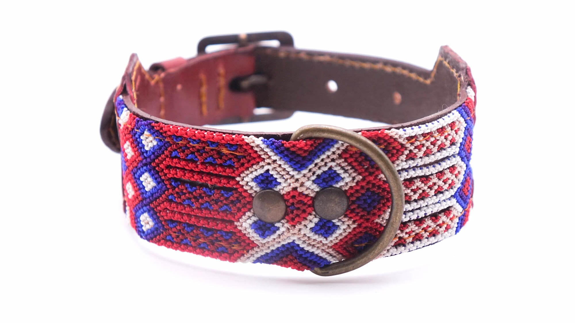 Collier Pour Chien Mexicain Coloré en Cuir et Tissage Traditionnel - Travail Artisanal Unique Taille