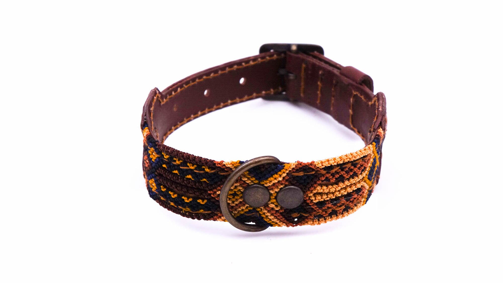 Collier Pour Chien Mexicain Coloré en Cuir et Tissage Traditionnel - Travail Artisanal Unique Taille