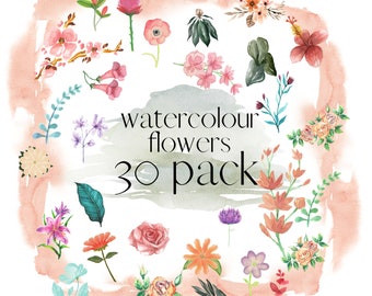 Akvarellblommor, blomclipartpaket, akvarellblommor PNG, blommor PNG, blomclipart, akvarellblommor clipart, clipartpaket