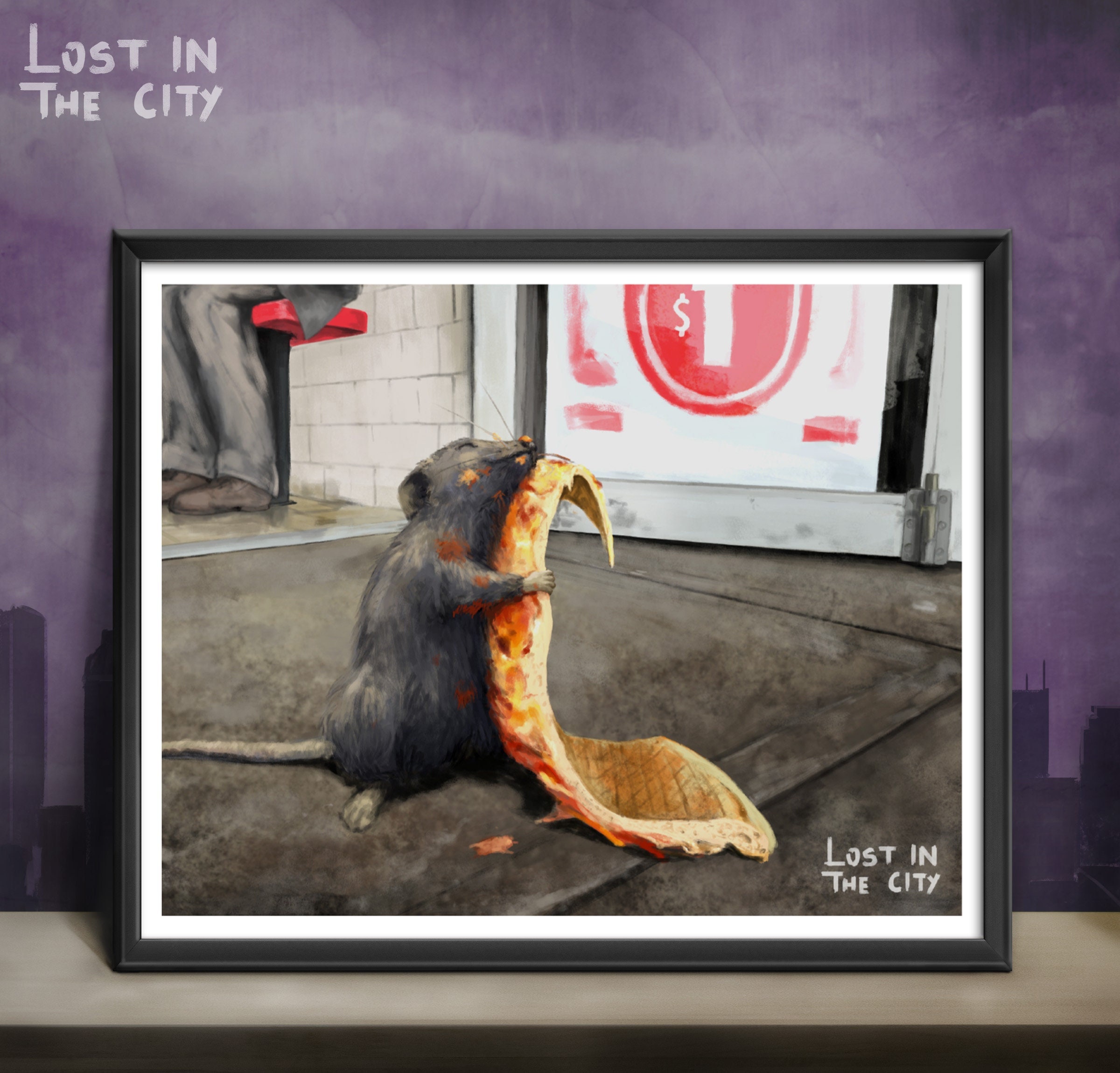 Pizza Lover Rat Poster | Lost in the City - Etsy