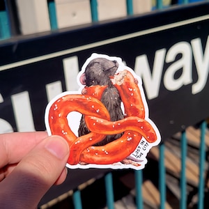 Pretzel Lover Rat Vinyl Die Cut Sticker | Lost in the City