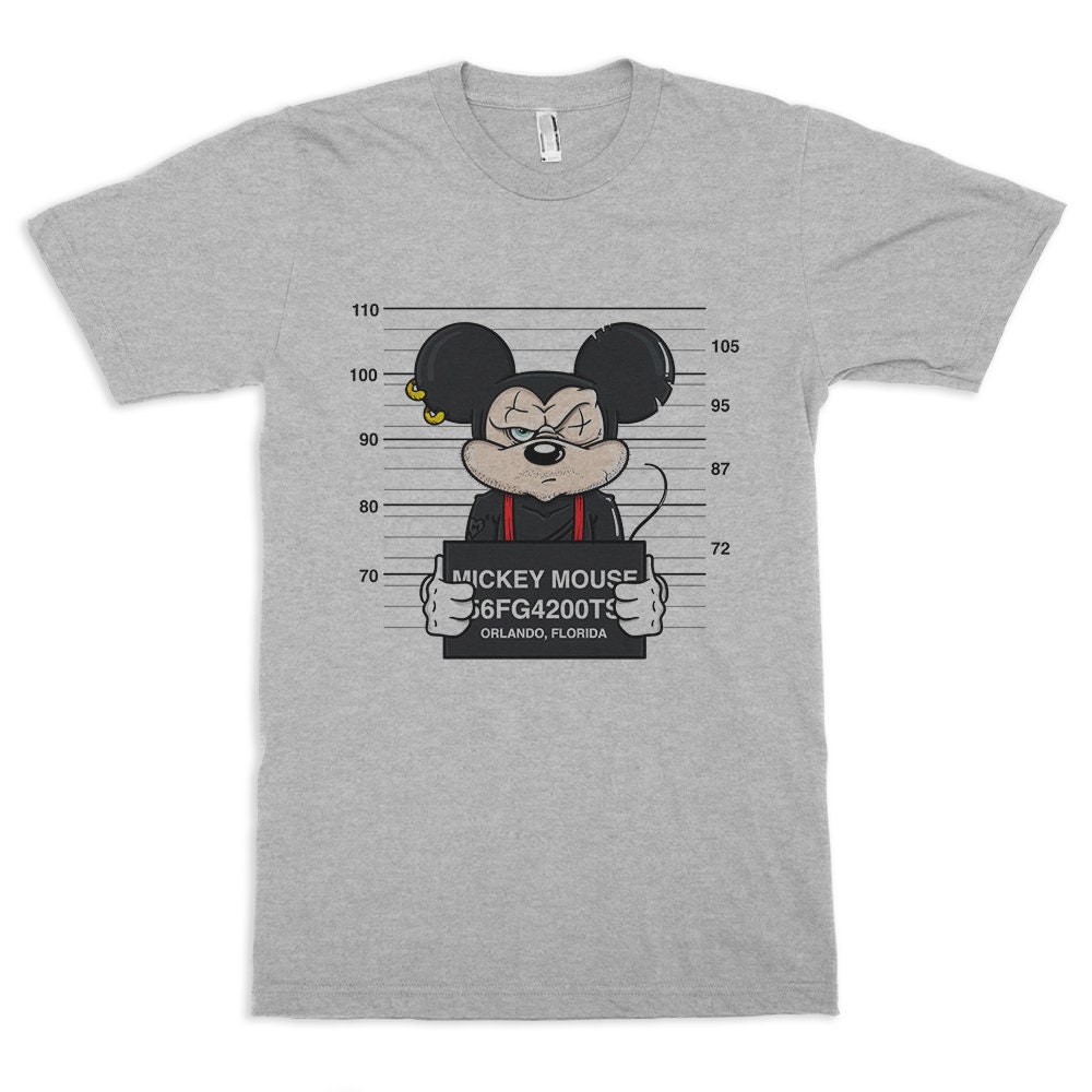 Mickey Mouse Mugshot Funny T-shirt Men 
