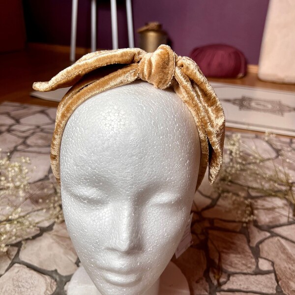 Velvet Headband Knot | Panne Velvet Headband | Pannesamt Haarband | Gold Headband | Soft and Warm for Ears