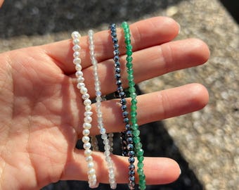 Gemstone Faceted Beaded Bracelet | Labradorit | Silizium | Süßwasser Perle | Aventurin