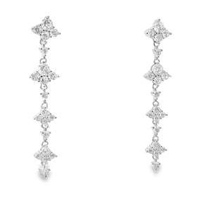 Drop Earrings, Silver CZ Dangle Drop Earrings, 925 Sterling Silver, Rhodium Plated, Silver Jewelry, Fashion Earrings, Women Silver Earrings