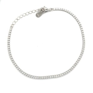 Silver Tennis Bracelet, Silver CZ Tennis Bracelet, 925 Sterling Silver, Gold Plated Bracelet, 1.5 mm Thick, 7" Adjustable, Women