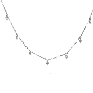 Dangle CZ Silver Necklace, 925 Sterling Silver, Rhodium Plated, Fashion Necklace, Silver Jewelry, Women Silver Necklace, CZ Diamond Necklace