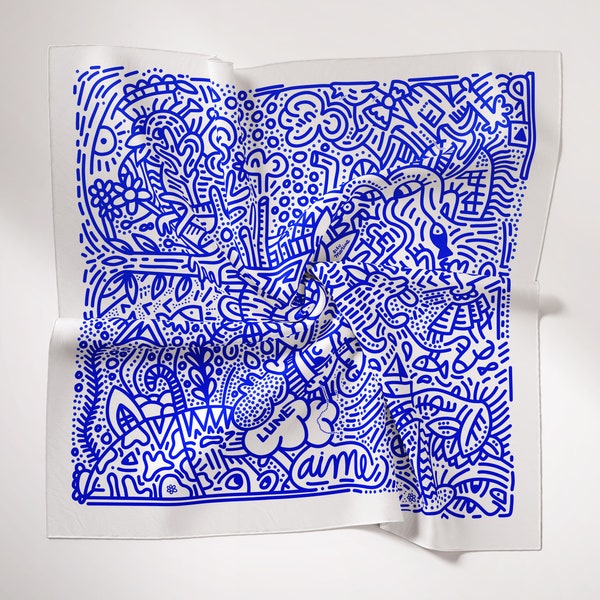 FOULARD - Fou de l'art " Bleu Marine "