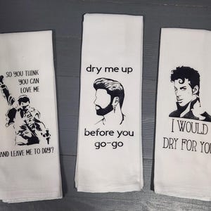 Mix and Match Music Song Lyric Tea Towel Set, Prince Dry Towel, NSync Lyrics Tea Towel, Freddie Mercury kitchen towel, Lionel Ritchie Hello