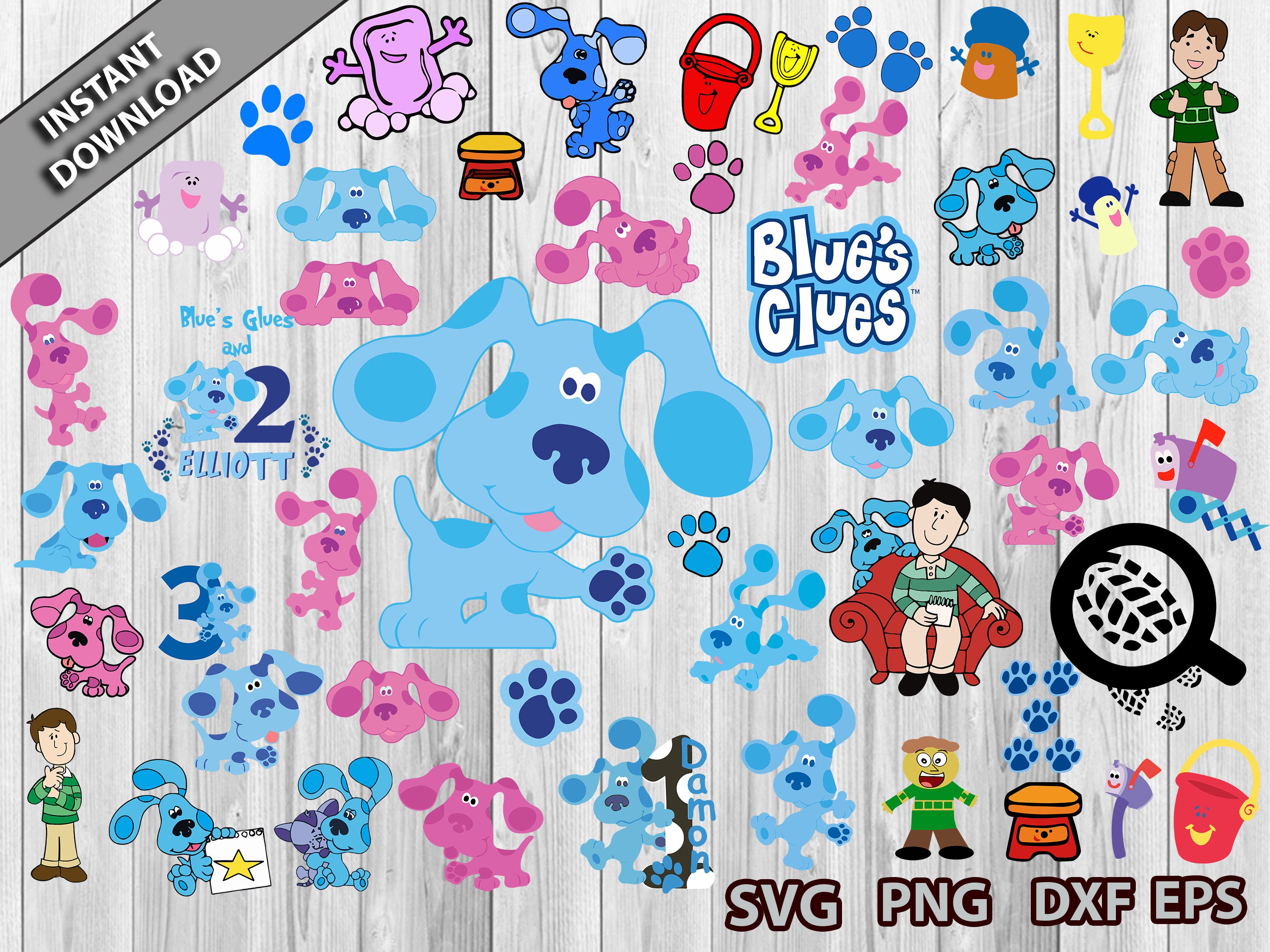 Download Blue's Clues Bundle SVG Dog Birthday Svg Blue Dog Svg | Etsy