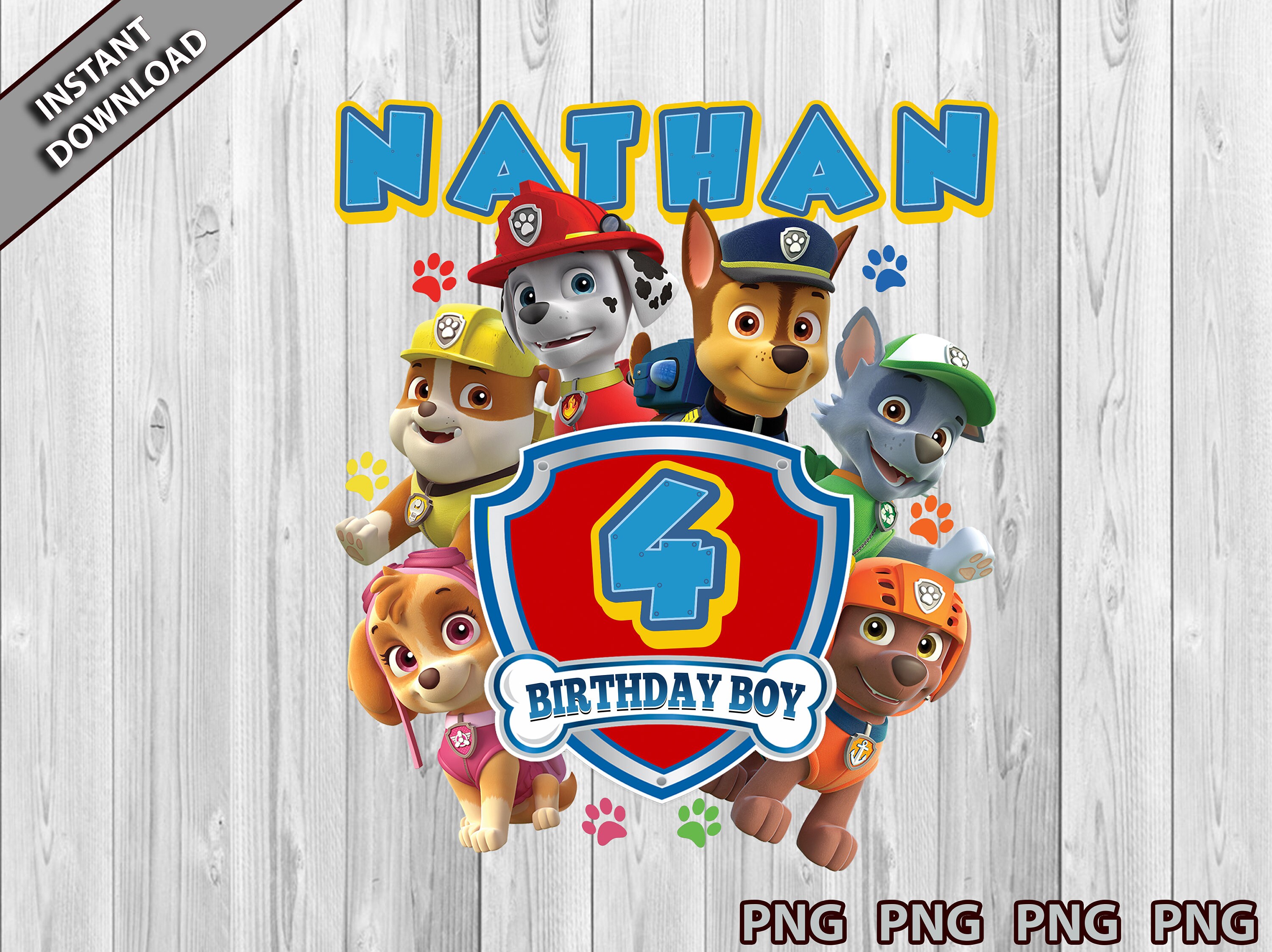 Chase Paw Patrol Personalized PNG Paw Patrol Birthday Boy | Etsy