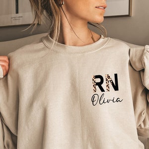 Personalized Nurse RN Sweater, Personalized Gift For Nurse Student, CNA Bss RRT Pullover Sweatshirt, Crewneck Fleece Sweatshirt