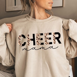 Cheer Mama Sweatshirt, Cheer Shirts Gift for Mom Cheerleader Moms Cheerleading Pullover Toddler Cheer Boy Girl Cheer Team Mom Leopard Print