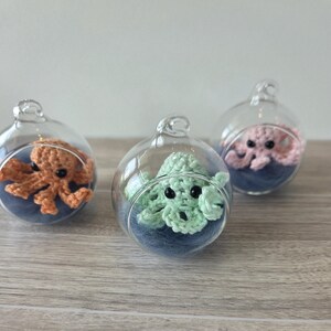 Crochet Octopus in Glass Terrarium: Amigurumi Desk Decoration
