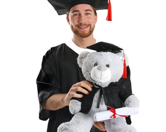 12” / 30cm Graduation Teddy Bear - Gift for Her Him Present Large Cute Bear with Scroll, Robe and Hat