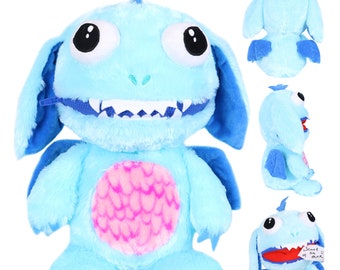 Jumbo Worry Yummy Monster Doll Toy | Inquiétez-vous délicieux | Anxiété des enfants inquiet Doux Jouet Fermeture éclair Bouche pour garçons et filles - Marvin - 15 " / 38cm