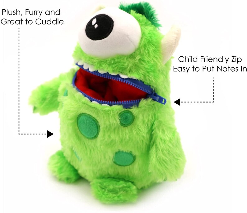 Worry Yummy Monster Doll Toy Worry Yummy Childrens Anxiety Worried Soft Toy Zipper Mouth for Boys & Girls Hank image 2