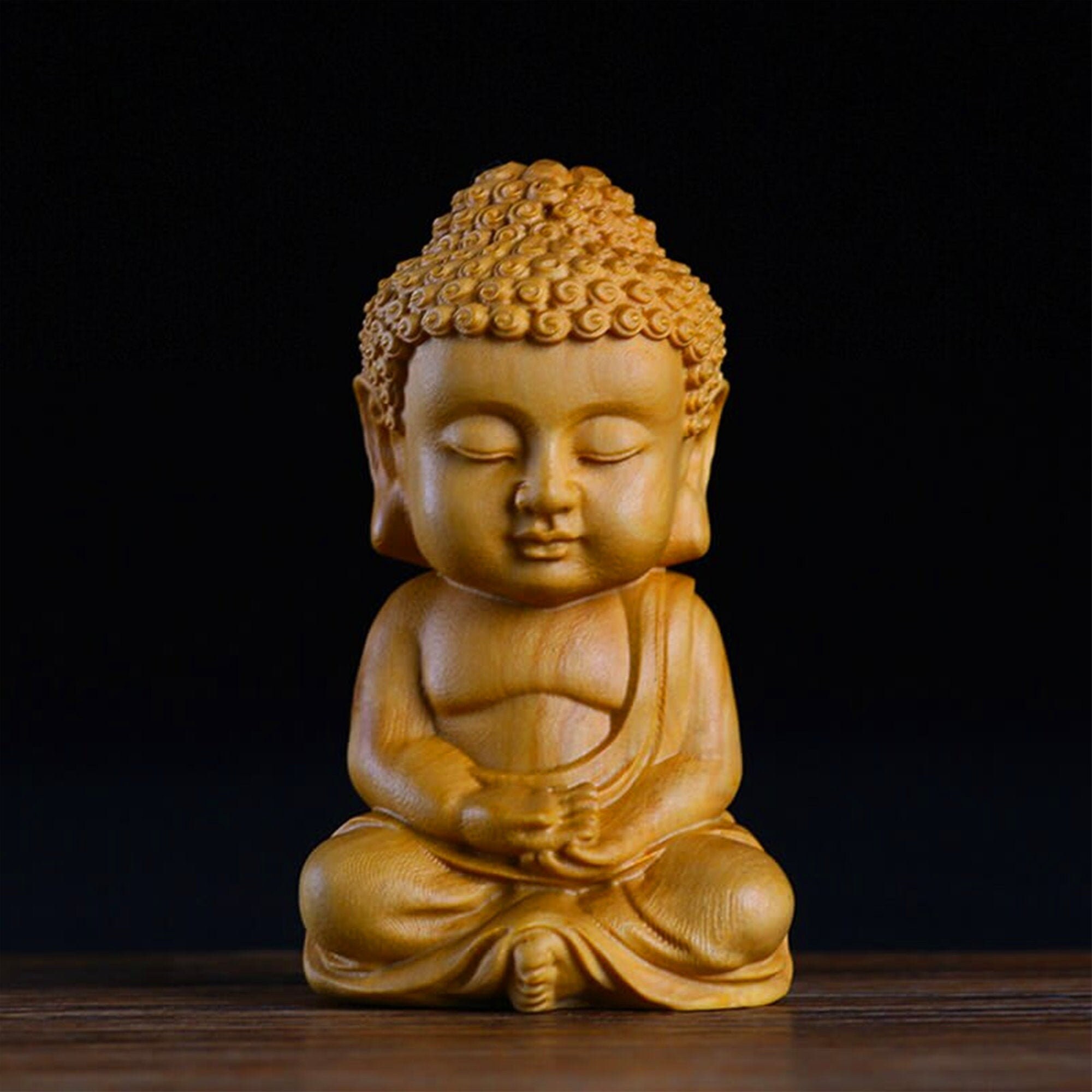 Wooden Buddha Statue Natural Boxwood Crafted as a Buddha Etsy UK