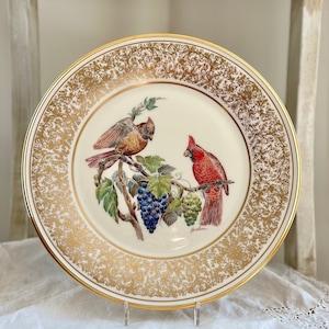 Assiette vintage Lenox Boehm Bird, Cardinal 1976, assiette décorative de collection en porcelaine Lenox, printemps, été, plateau de table vintage