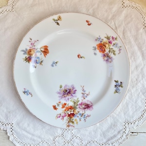 Vintage Limoges Floral Porcelain Dinner Plate, Haviland France, Haviland & Co Limoges