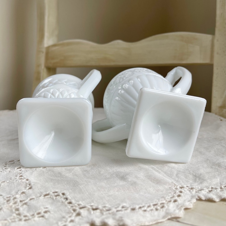 Vintage Milk Glass Sugar and Creamer Set Etsy
