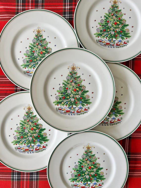 Vintage Set (6) “christmas Eve” by Salem China, Porcelain