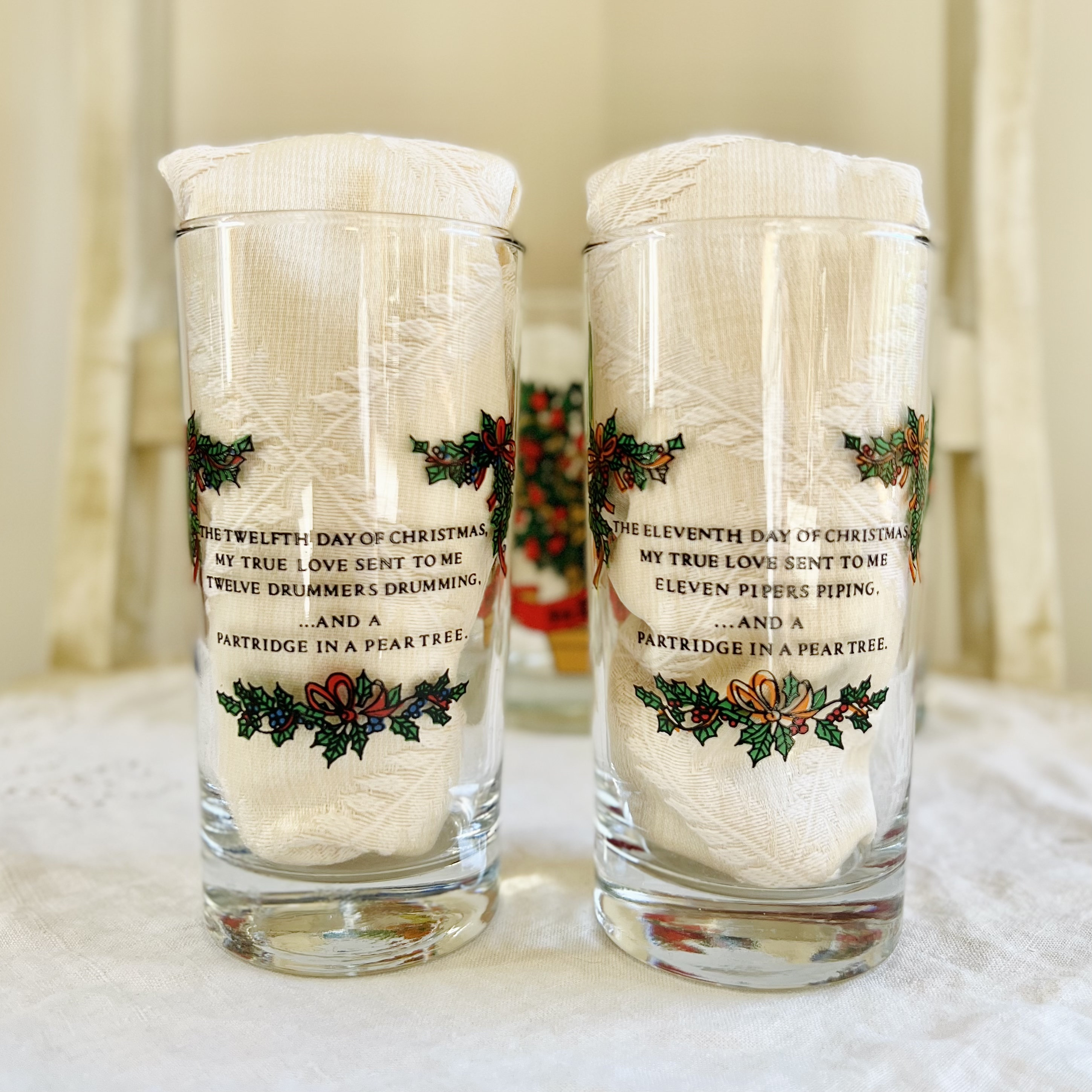 Vintage 12 Days of Christmas Tumblers, Sold Individually