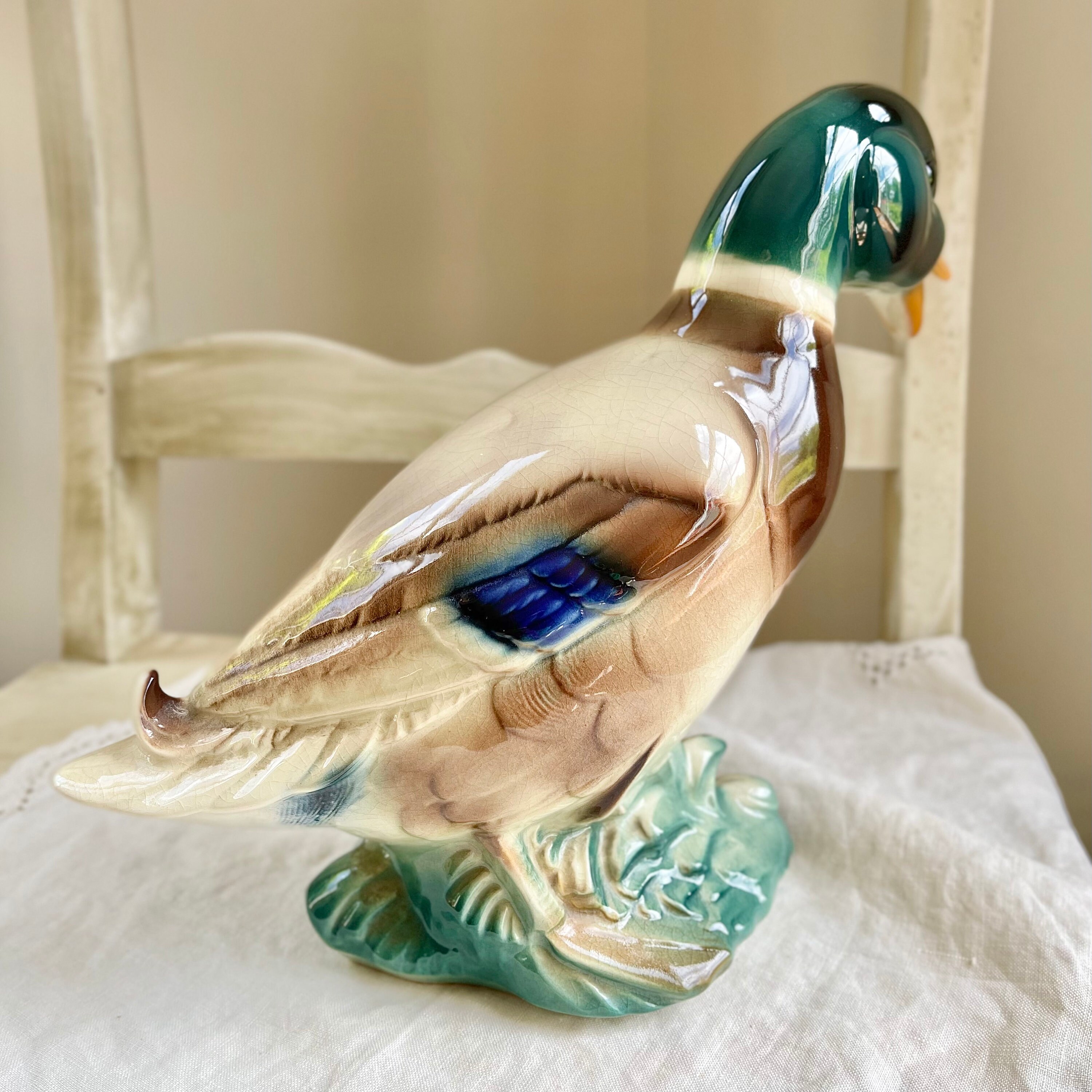 Vintage Ceramic Mallard Duck Figurine / Statue Lakehouse Etsy