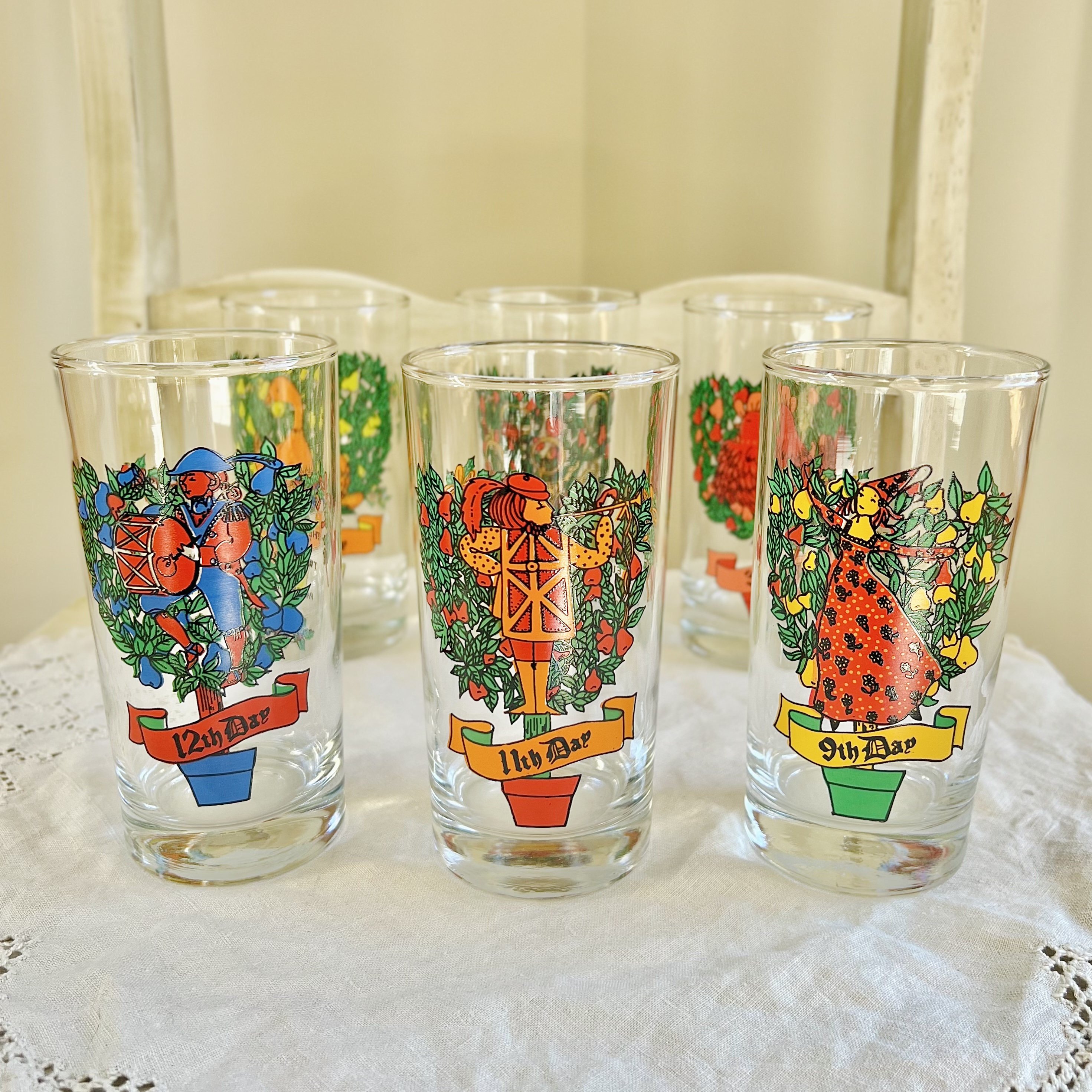 Vintage 12 Days of Christmas Tumblers, Sold Individually