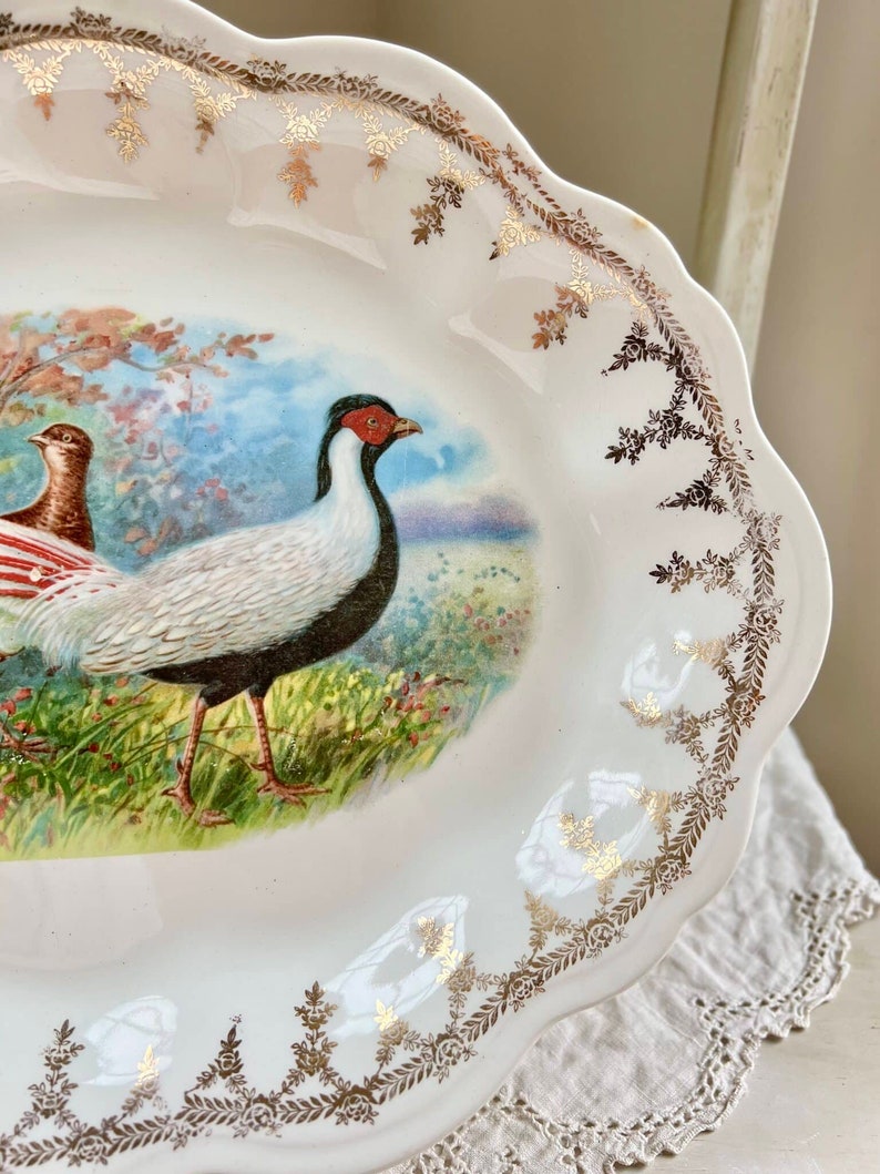 Antique Pheasant Platter by R K Beck for Warner Keffer China Co - Etsy