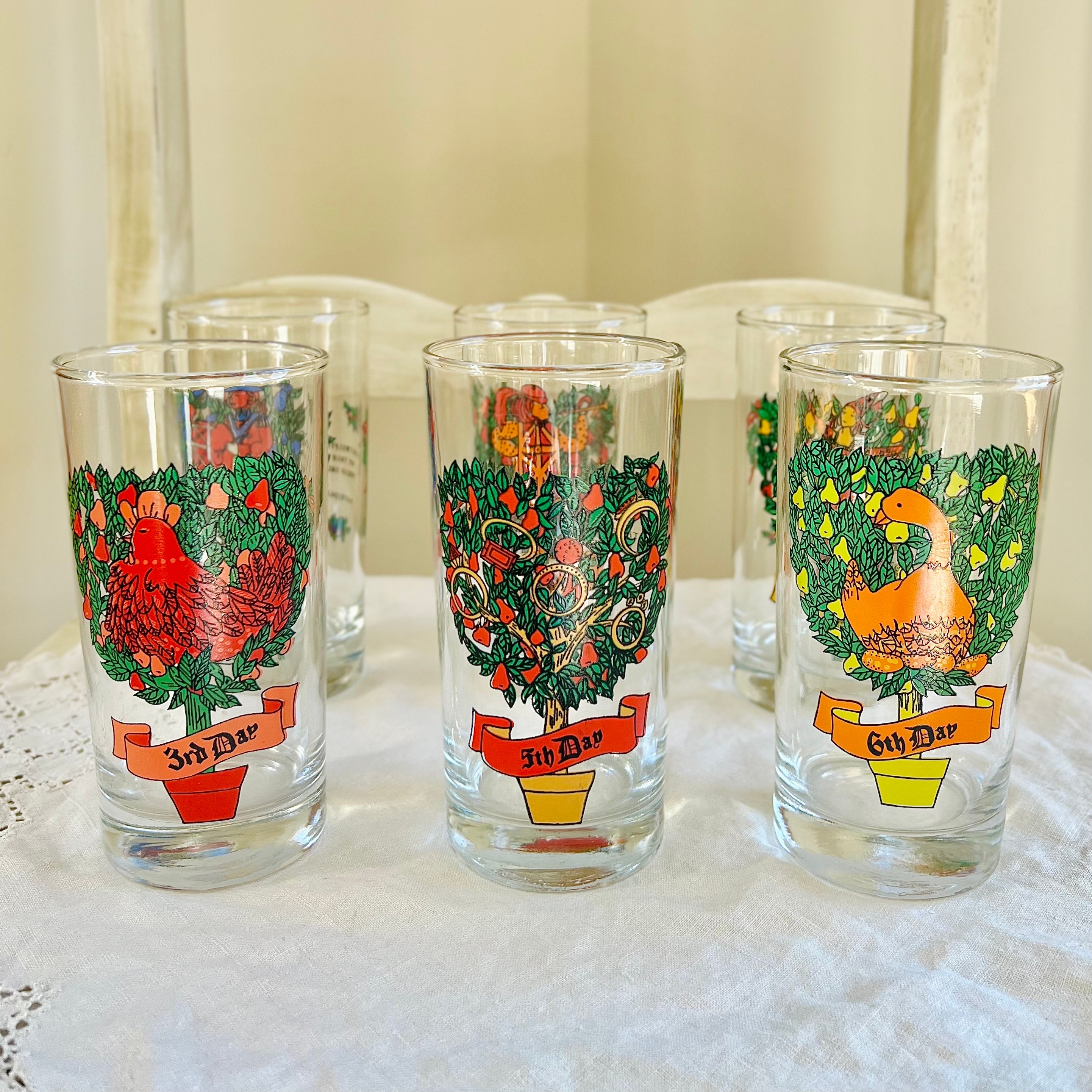 Vintage 12 Days of Christmas Tumblers, Sold Individually
